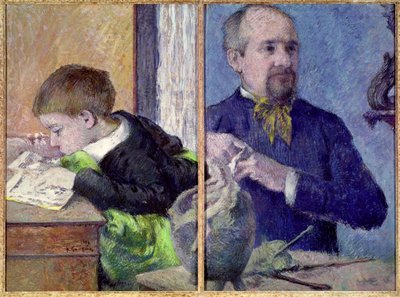 Portrait of Jean Paul Aube and His Son by Paul Gauguin